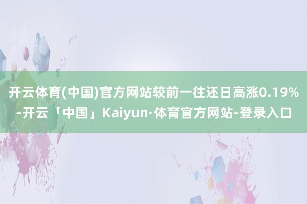 开云体育(中国)官方网站较前一往还日高涨0.19%-开云「中国」Kaiyun·体育官方网站-登录入口