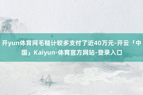开yun体育网毛糙计较多支付了近40万元-开云「中国」Kaiyun·体育官方网站-登录入口