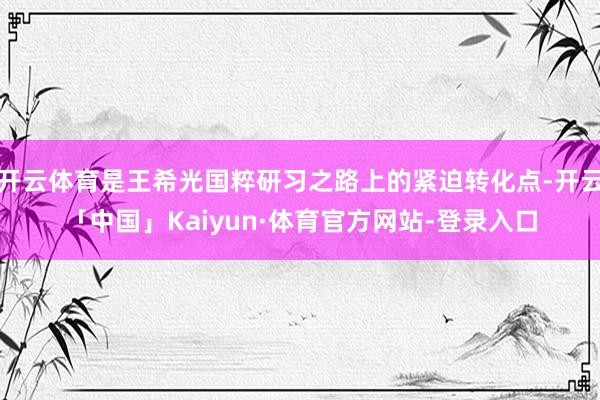 开云体育是王希光国粹研习之路上的紧迫转化点-开云「中国」Kaiyun·体育官方网站-登录入口