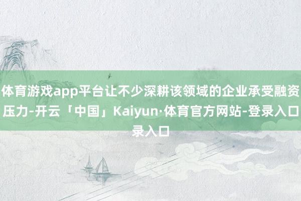 体育游戏app平台让不少深耕该领域的企业承受融资压力-开云「中国」Kaiyun·体育官方网站-登录入口